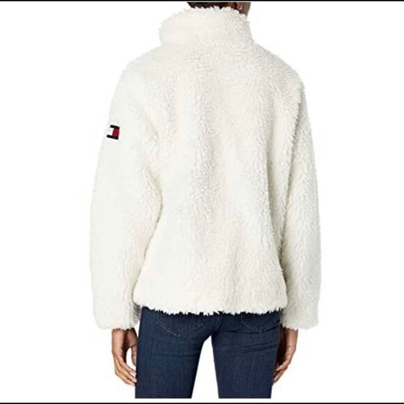 Tommy Hilfiger Women's Zip Front Solid Sherpa Jacket, Sailcloth, Large   - Picture 2 of 16